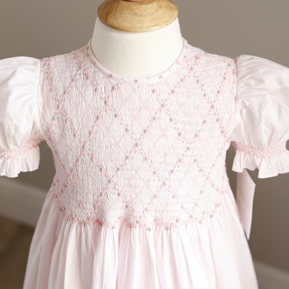 Strasburg Pink Smocked Dress size 4 Cotton Special Occasion New With Tags - Picture 3 of 6
